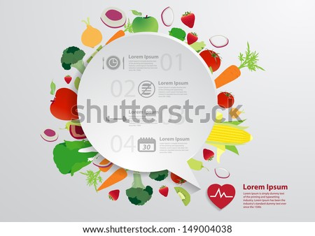 business bubble speech template with fruits and vegetables healthy ...