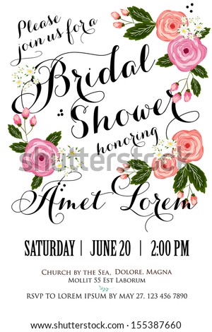 Bridal Shower invitation card - stock vector