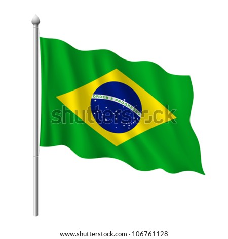 Flag of Brazil, vector illustration - stock vector