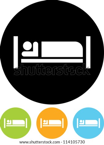 Man sleeping in bed at Motel - Vector icon isolated - stock vector
