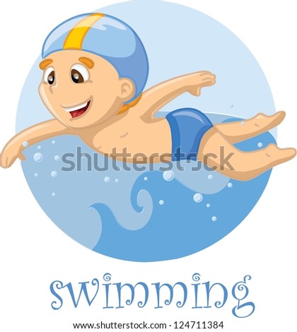 Cartoon character swimmer - stock vector