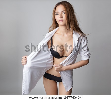Folding Shirt Asian Woman Folding 76