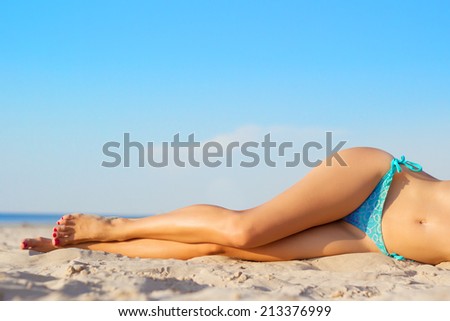 Beautiful Slim Womens Legs On Beach Stock Photo 213376999 Shutterstock