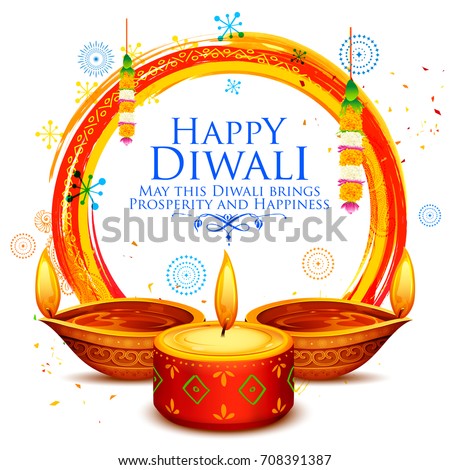 illustration of burning diya on happy Diwali Holiday background for light festival of India illustration of burning diya on happy Diwali Holiday background for light festival of India