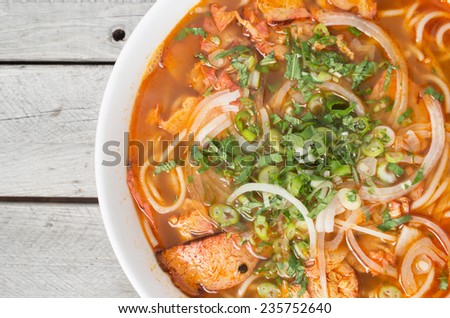 Vegetarian central Vietnamese hot and spicy soup, Bun Bo Hue chay