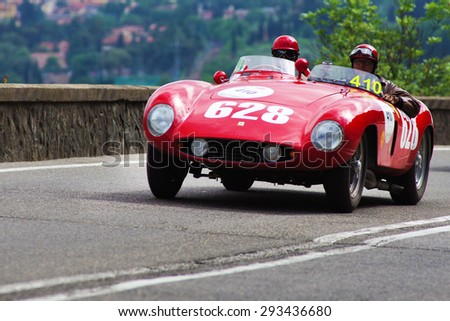 florence italy miles ferrari bolognese along via during old attempted mille miglia race celebrities 1000 many car shutterstock portfolio