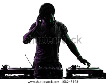 background silhouette dj jockey disc man shutterstock