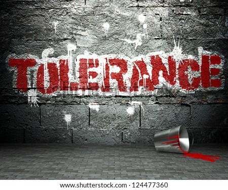 Graffiti Wall With Tolerance, Street Art Background - Stock Photo