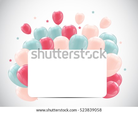 Color Glossy Happy Birthday Balloons Banner Background Vector Illustration EPS10 Color Glossy Happy Birthday Balloons Banner Background Vector Illustration EPS10