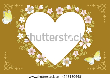 Spring Flower Wreath-Heart Brown - stock vector