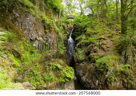 Aira Force waterfall Ullswater Valley Lake District Cumbria England UK 