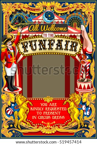 Circus tent artist show Retro Frame Cartoon Poster Invite Kid game Birthday Party Amusement Park. Carnival festival Background Masquerade Acrobat Cabaret Vintage Vector Illustration Crazy People theme Circus tent artist show Retro Frame Cartoon Poster Invite Kid game Birthday Party Amusement Park. Carnival festival Background Masquerade Acrobat Cabaret Vintage Vector Illustration Crazy People theme