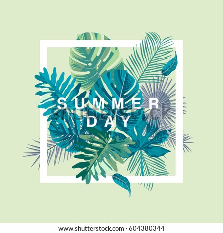 Trendy Summer Tropical Leaves Vector Design Trendy Summer Tropical Leaves Vector Design