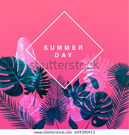 Trendy Summer Tropical Leaves Vector Design Trendy Summer Tropical Leaves Vector Design