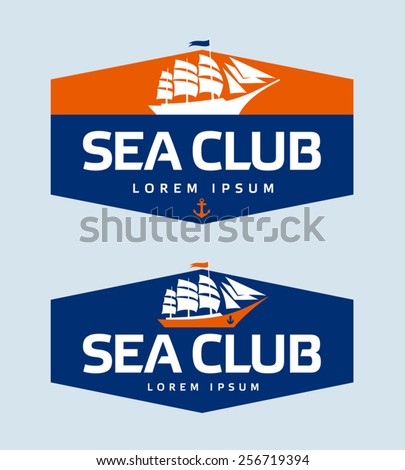 Sailing ship logo design template - stock vector