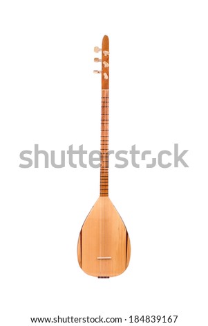 Saz Traditional Turkish Music Instrument with Turkish Flag Isolated on 