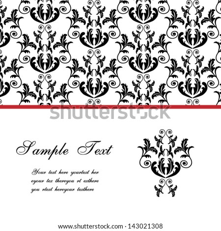 <strong>Black</strong> & <strong>White Damask Border Invitation Kit</strong> - Wedding Bell Black damask border template