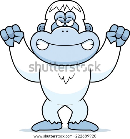 A cartoon illustration of an angry looking yeti. - stock vector