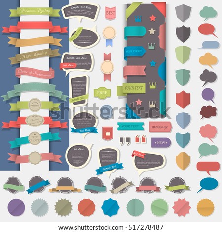 Big set of web design elements - speech bubbles,corners, banners, ribbons, stickers,labels in retro style. Vector collection Big set of web design elements - speech bubbles,corners, banners, ribbons, stickers,labels in retro style. Vector collection