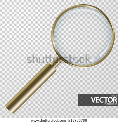 golden magnifier with checkered background showing transparency effect golden magnifier with checkered background showing transparency effect