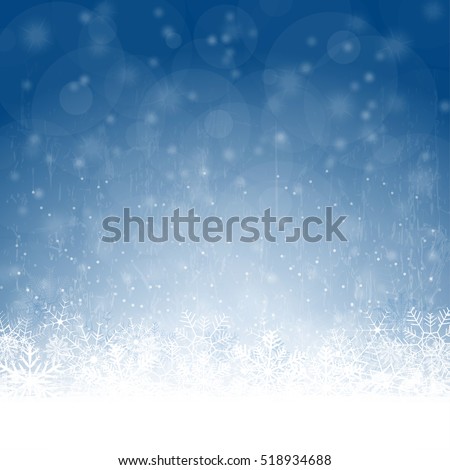 snow flakes on bottom side, abstract fall of snow and blue colored background snow flakes on bottom side, abstract fall of snow and blue colored background
