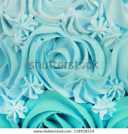 Aqua Rosette Cake Close Up - Stock Photo