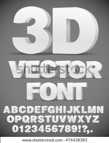 Vector 3D flat style font. Set of letters and numbers in EPS10 Vector 3D flat style font. Set of letters and numbers in EPS10