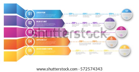 Different ways with several steps for targets infographics 3D chart vector template with colored options arrow lead to goals Different ways with several steps for targets infographics 3D chart vector template with colored options arrow lead to goals