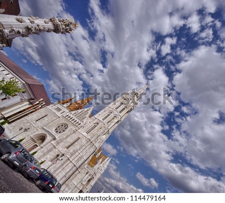  - stock-photo-wide-up-view-of-matthias-church-in-budapest-hungary-114479164