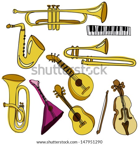 Cartoon Musical Instruments Stock Vector 66840229 - Shutterstock