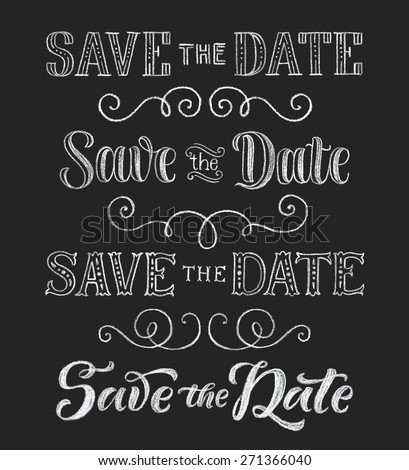 Save+the+Date+Clip+Art design template with ornate elements on blackboard. Save the Date ...