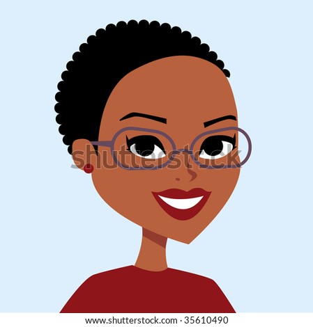 Teenager Cartoon African American Girl Curly Stock Vector 210163870