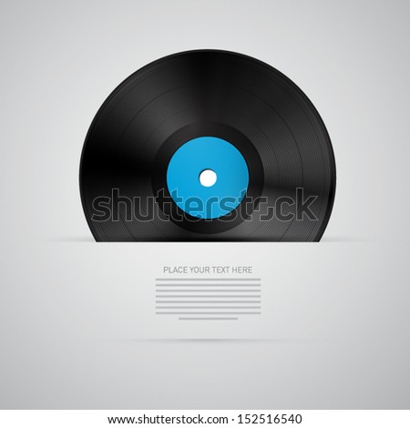 Vector Vinyl Record Disc Isolated on Grey Background - stock vector