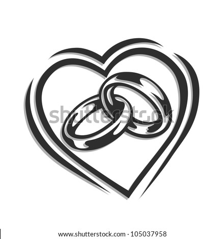 Wedding rings black and white clipart