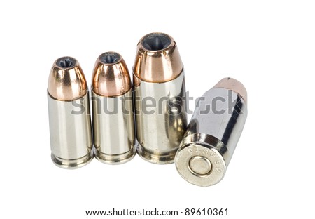 Hollow point bullets on white - stock photo