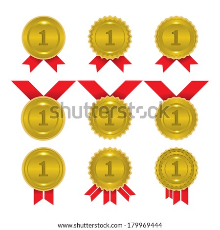 Cartoon Gold Silver Bronze Medals Isolated Stock Vector 206247712