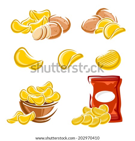 Potato chips set. Vector - stock vector