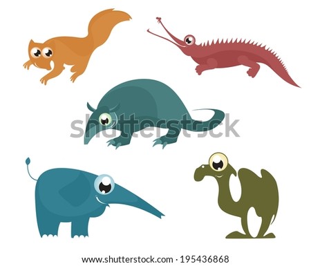 Cartoon funny animals set for design - stock photo