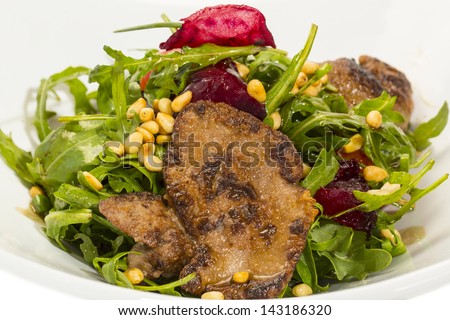 rabbit liver salad with arugula rabbit meat raw fresh carcass