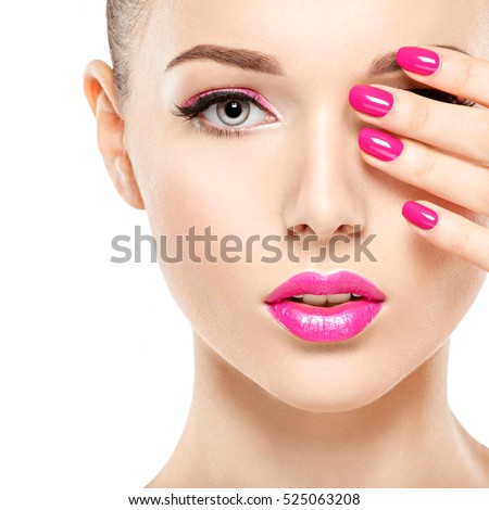 http://thumb1.shutterstock.com/display_pic_with_logo/93178/525063208/stock-photo-beautiful-woman-face-with-pink-makeup-of-eyes-and-nails-glamour-fashion-model-portrait-525063208.jpg