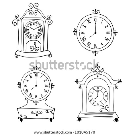 Clock Time Timepiece Antique Vintage Ancient Stock Illustration