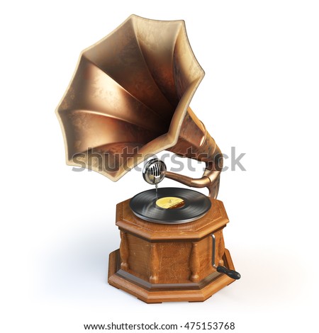 stock photo vintage gramophone isolated on white d illustration 475153768