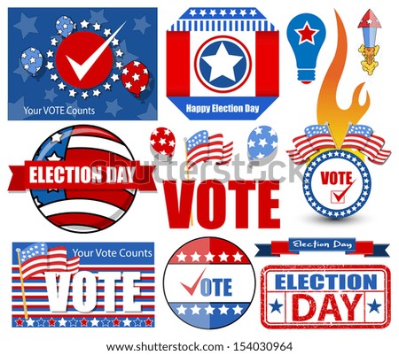 Happy Election Day Vector Illustration Set - stock vector