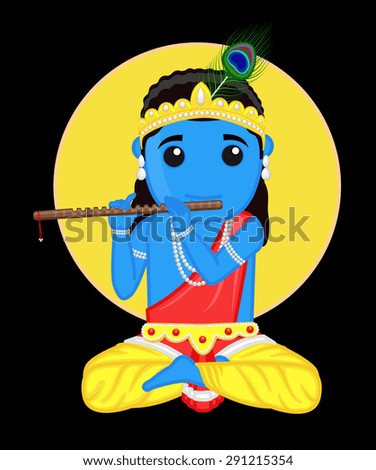 Jai Shree Krishna - Indian God - Stock Vector