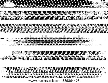 Tire Tracks . Dirty Grunge Tire Tracks . Vector Print Textured Set . - stock vector Tire Tracks . Dirty Grunge Tire Tracks . Vector Print Textured Set . - stock vector