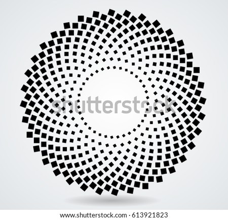 Halftone dots in circle form. tiny squares in round logo . vector dotted frame . design element Halftone dots in circle form. tiny squares in round logo . vector dotted frame . design element