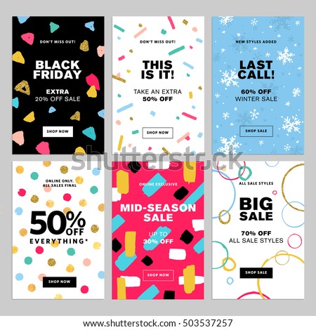 Set of winter mobile sale banners. Vector illustrations of season online shopping website and mobile website banners, posters, newsletter designs, ads, coupons, social media banners. Set of winter mobile sale banners. Vector illustrations of season online shopping website and mobile website banners, posters, newsletter designs, ads, coupons, social media banners.