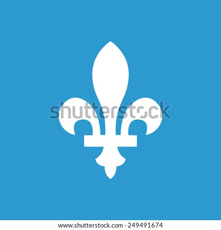 fleur-de-lys outline icon, isolated, white on the blue background