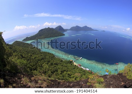 Malaysia Sabah Borneo Scenic View of Tun Sakaran Marine Park tropical