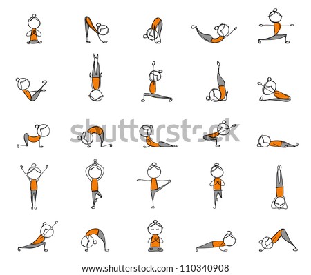 : Hqvectors.com your letters yoga   poses design 25 poses  People practicing for yoga,